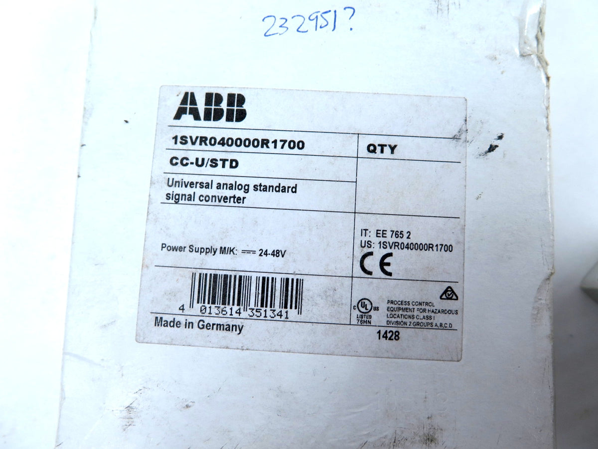 ABB CC-U/STD // 1SVR040000R1700 Analog Signal Converter NEW IN ORIGINAL BOX - Advance Operations