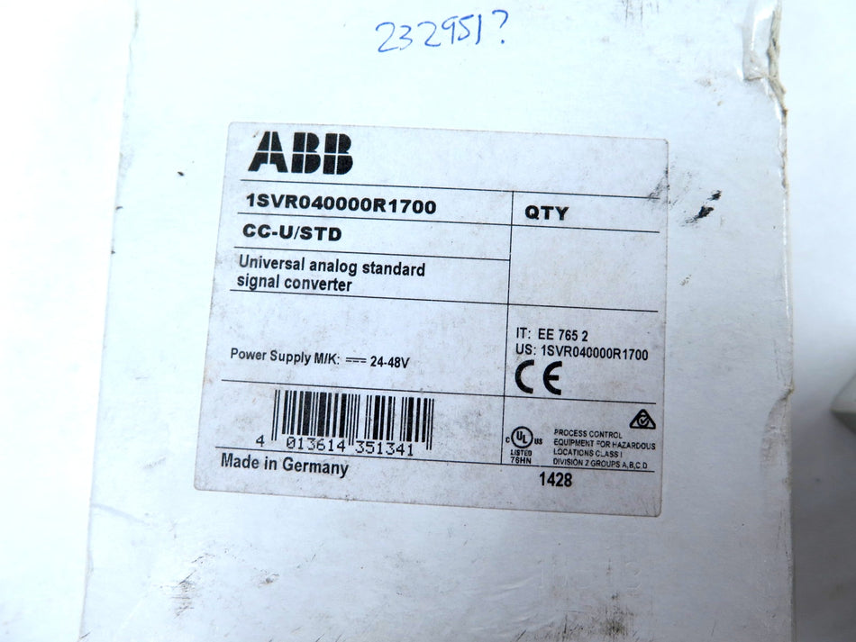ABB CC-U/STD // 1SVR040000R1700 Analog Signal Converter NEW IN ORIGINAL BOX - Advance Operations