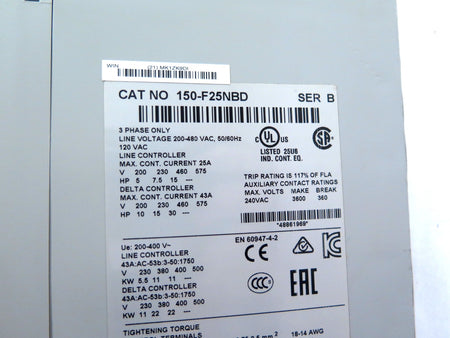 Allen-Bradley 150-F25NBD Rev. B SMC-FLEX Smart Motor Controller 200-480Vac - Advance Operations