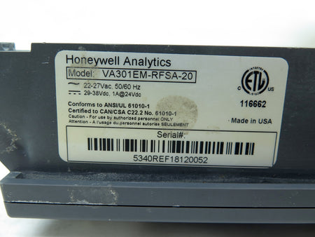 Honeywell VA301EM-RFSA-20 GAS DETECTION EXPANSION MODULE - Advance Operations