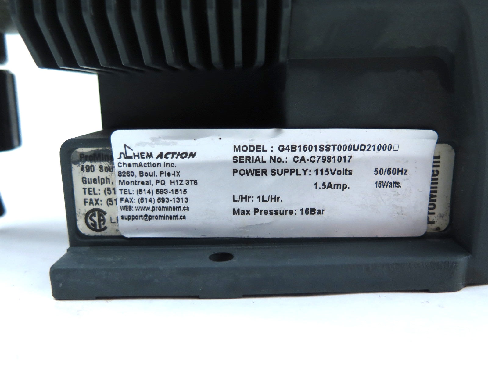 Prominent G4B1601SST000UD210000 Gamma/4 Metering Pump - Advance Operations