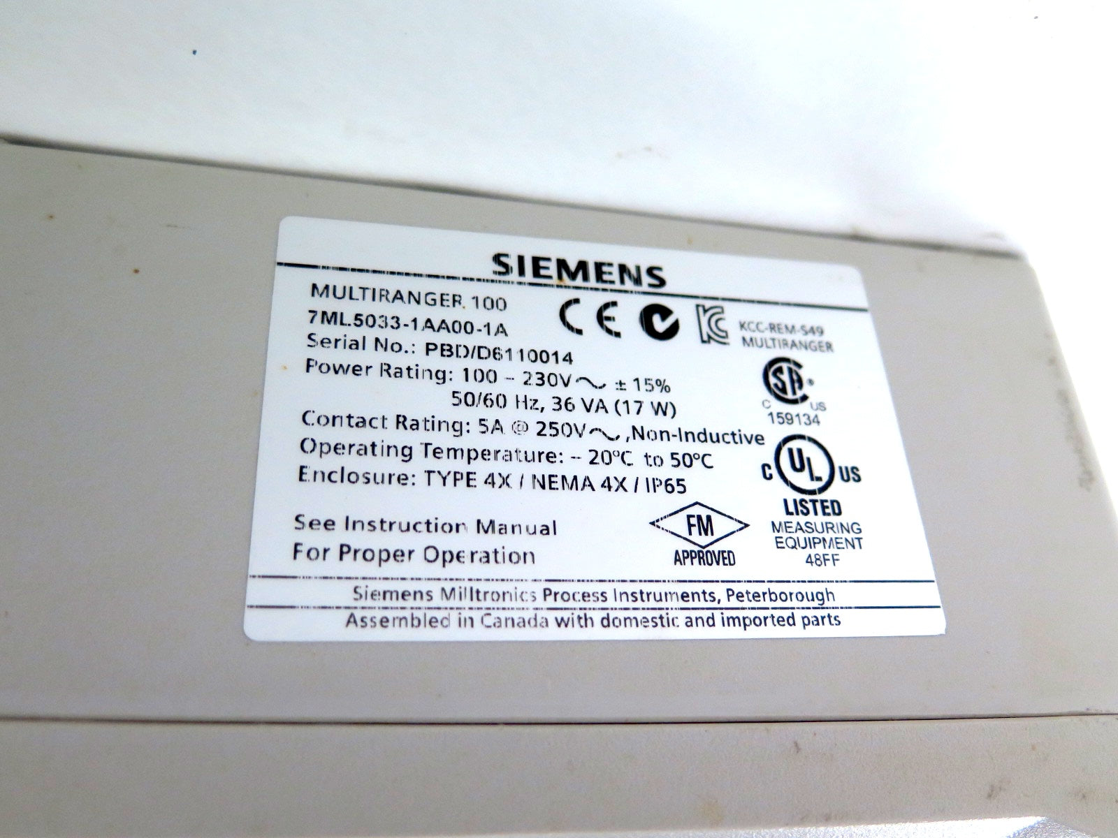 Siemens 7ML.5033-1AA00-1A Ultrasonic Level Controller - Advance Operations