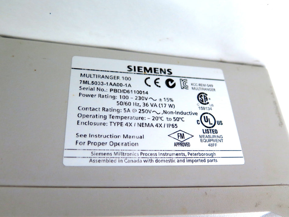 Siemens 7ML.5033-1AA00-1A Ultrasonic Level Controller - Advance Operations
