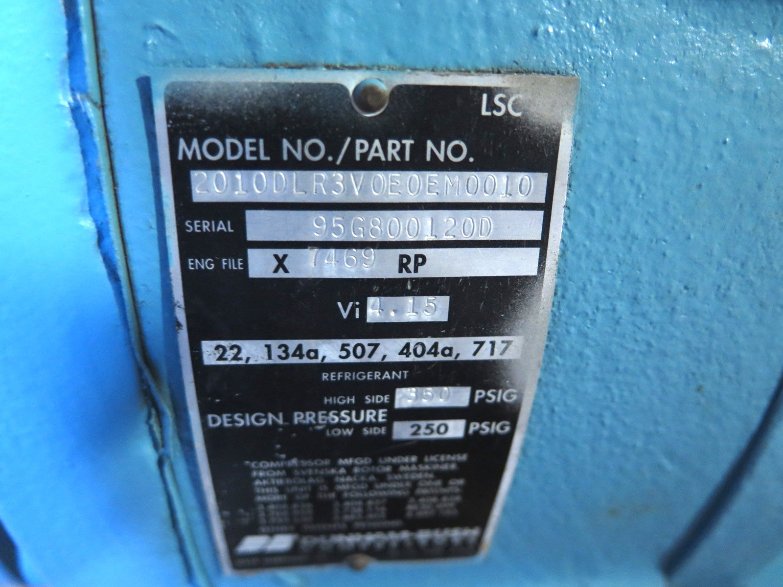 Dunham Bush 2010DLR3V0E0EM0010 Rotary Bare Screw Compressor For Tchiller - Advance Operations