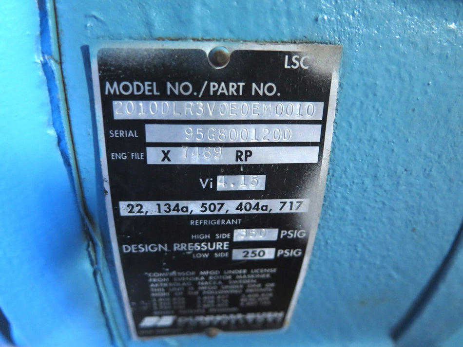 Dunham Bush 2010DLR3V0E0EM0010 Rotary Bare Screw Compressor For Tchiller - Advance Operations