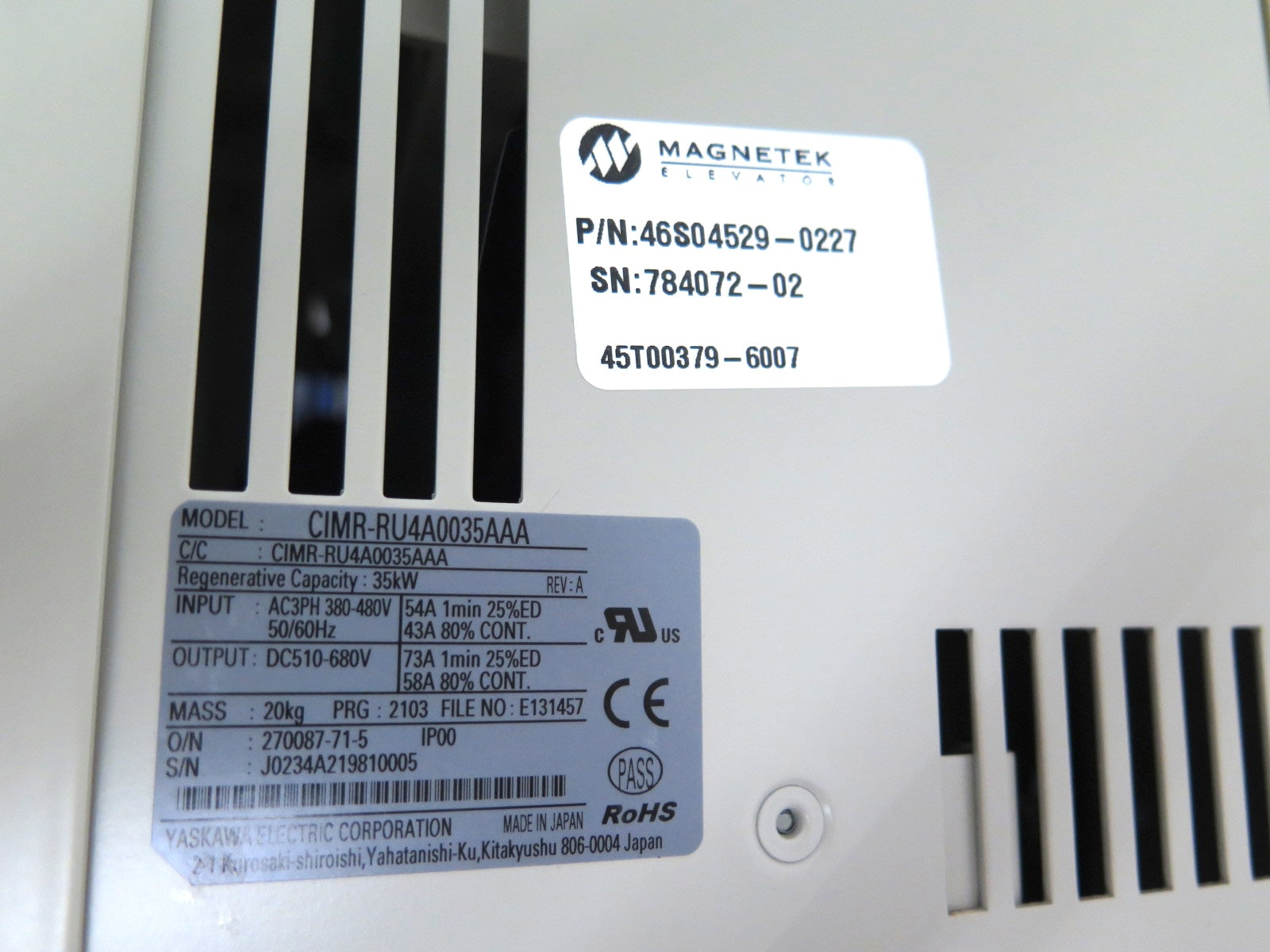 Yaskawa / Magnetek CIMR-RU4A0035AAA AC Drive 35kW / 50HP AC Drive - Advance Operations