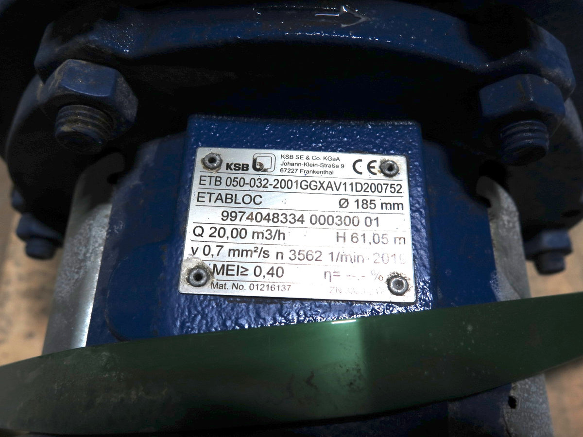 KSB ETB 050-032-2001GGXAV11D200752 Centrifugal Pump 20.00m3/H - Advance Operations