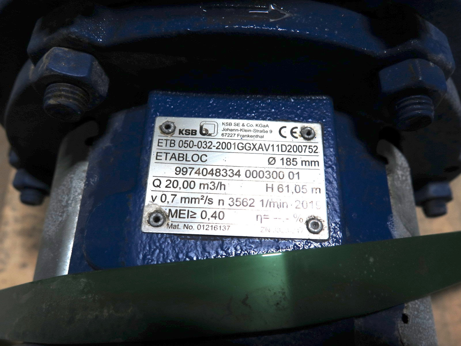 KSB ETB 050-032-2001GGXAV11D200752 Centrifugal Pump 20.00m3/H - Advance Operations