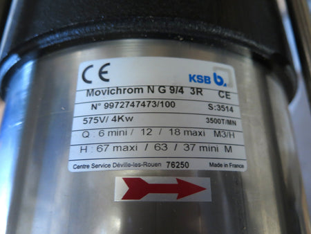 KSB Movichrom N G 9/14 3R Centrifugal Booster Pump 18m3/H Max 4kW - Advance Operations