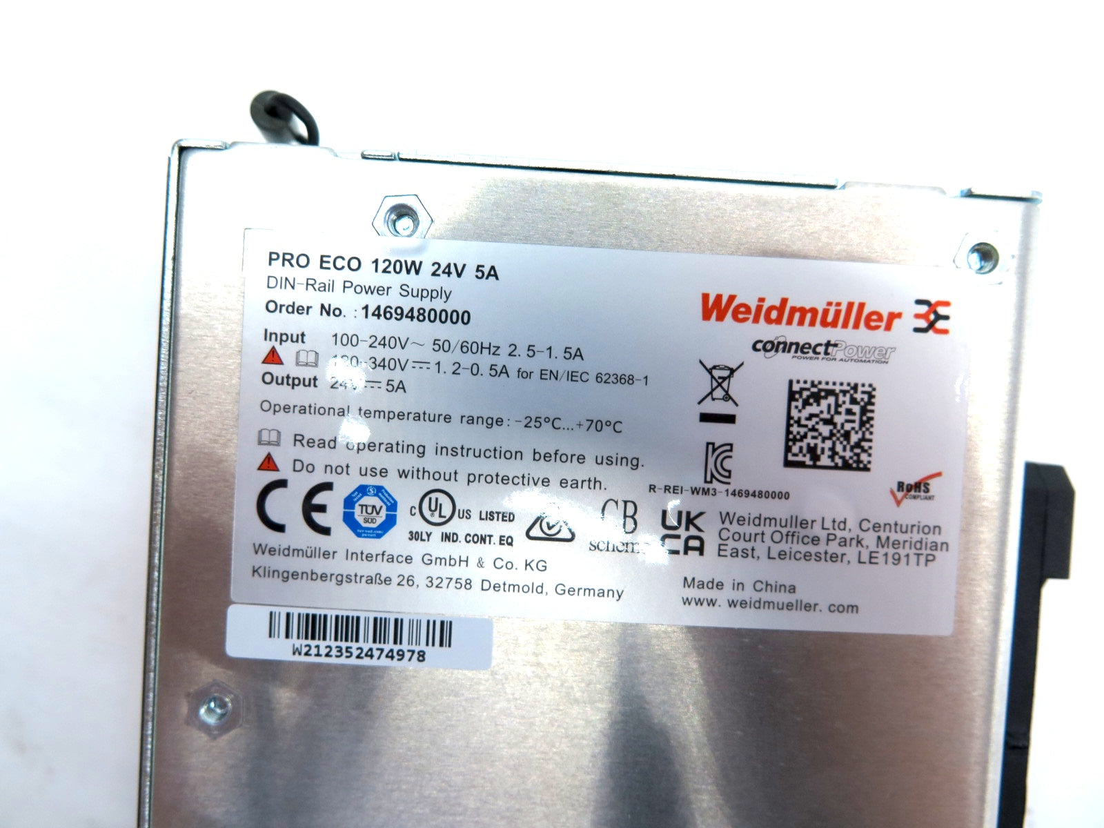 Weidmuller 1469480000 Pro Eco 120W 24 BV 5 A Power Supply - Advance Operations