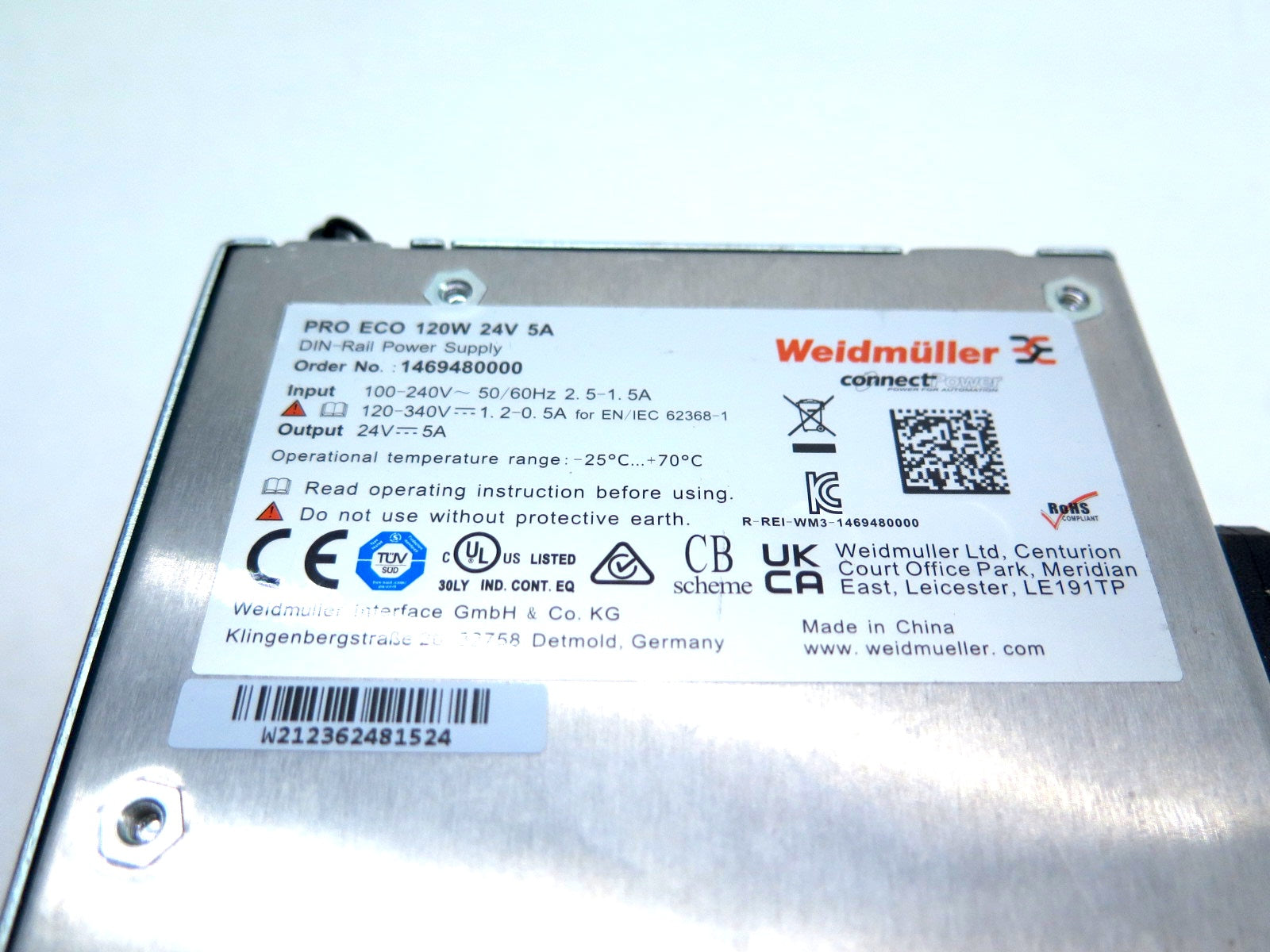 Weidmuller 1469480000 PRO ECO 120W 24V 5 A Power Supply - Advance Operations
