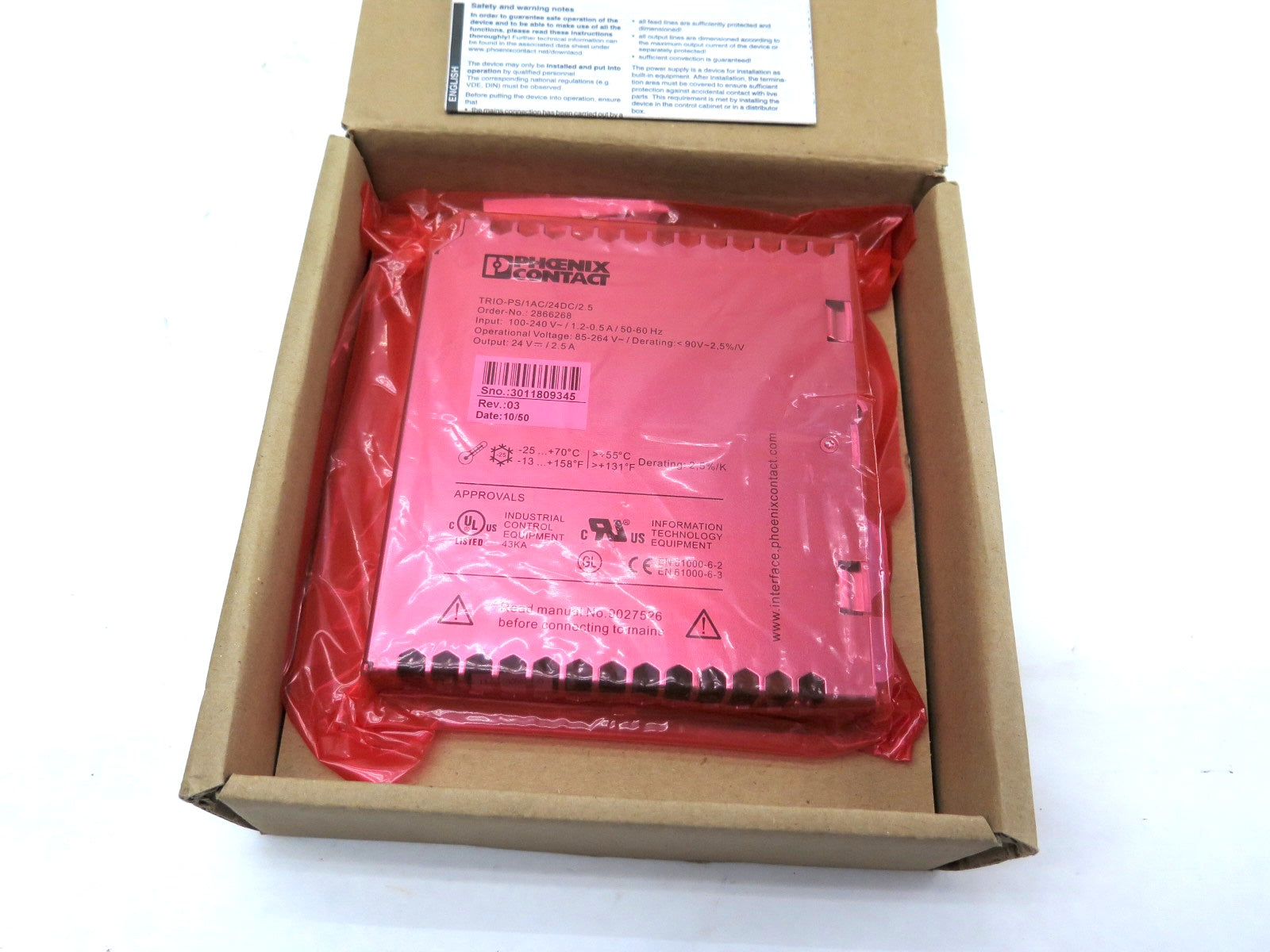 Phoenix Contact TRIO-PS/1AC/24DC/2.5 Power Supply Ac To Dc 2.5a Amp 24v-dc - Advance Operations