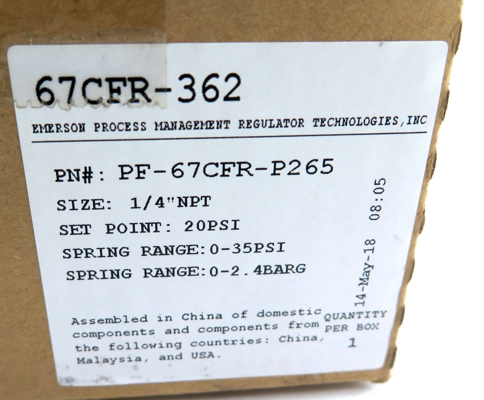 Fisher 67CFR-362 Pneumatic Regulator 1/4in NPT 0-35PSI - Advance Operations