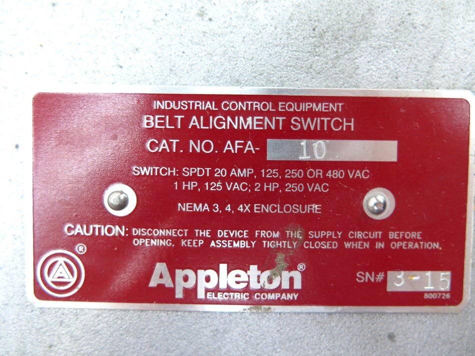 Appleton AFA-10 Conveyor Belt Alignment Switch - Advance Operations
