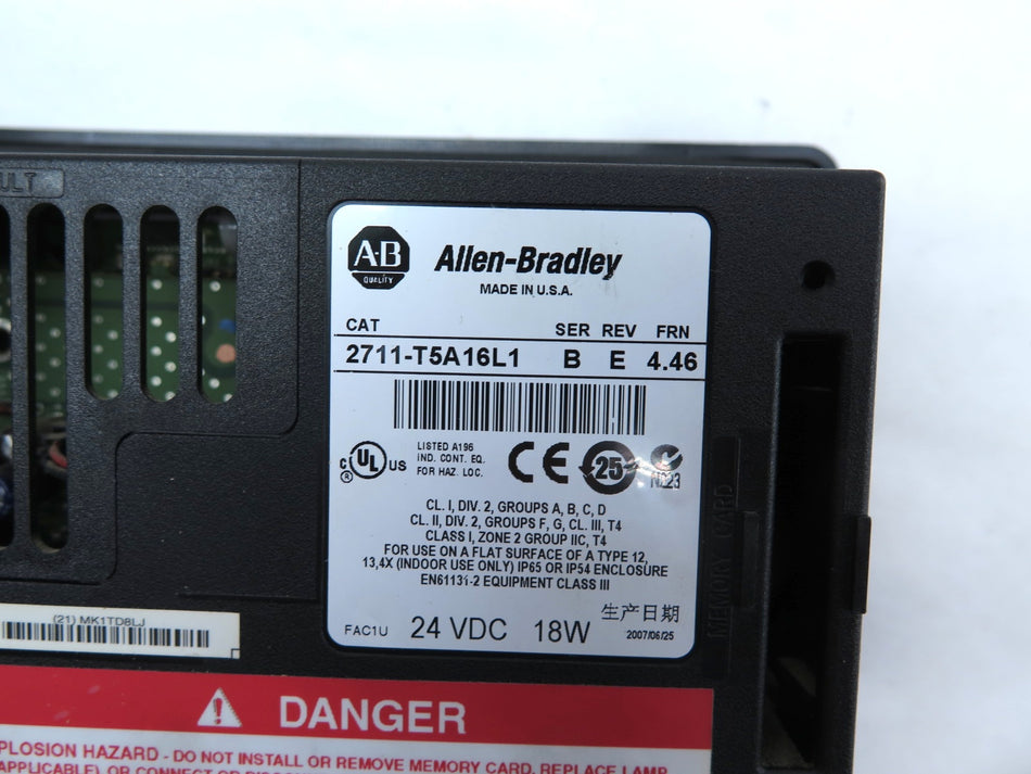 Allen-Bradley 2711-T5A16L1 HMI SER.B PanelView 550 24VDC 18W - Advance Operations