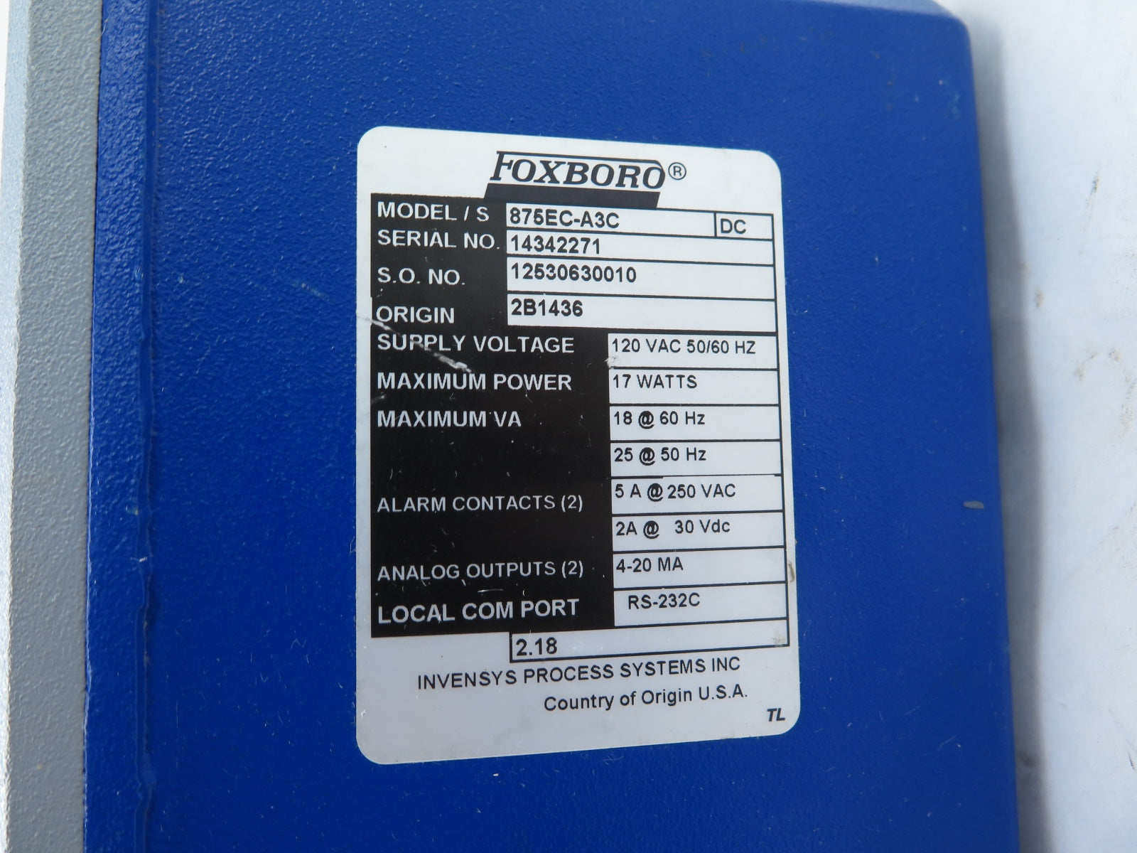 Foxboro 875EC-A3C Electrodeless Conductivity Analyzer - Advance Operations