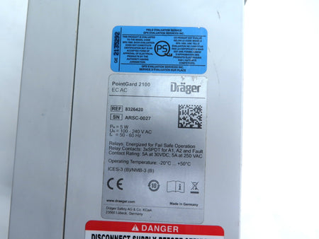 Drager Pointgard 2100 EC AC Gas Monitor / Sensor - Advance Operations