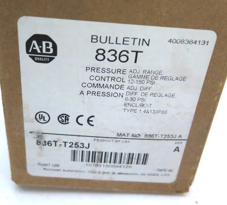 Allen-Bradley 836T-T253J Heavy Duty Pressure Switch - Advance Operations