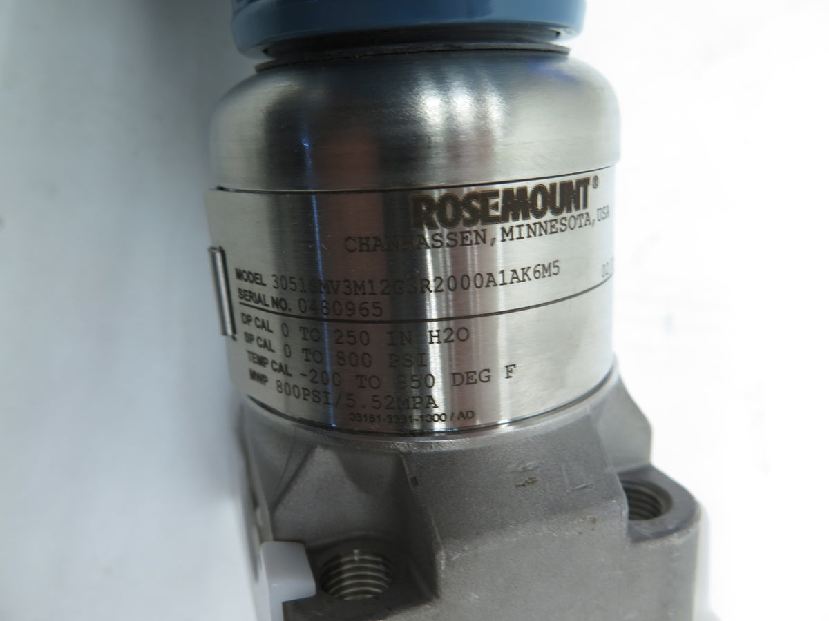 Rosemount 3051SMV3M12G3R2000A1AK6M5 Transmitter 800PSI - Advance Operations