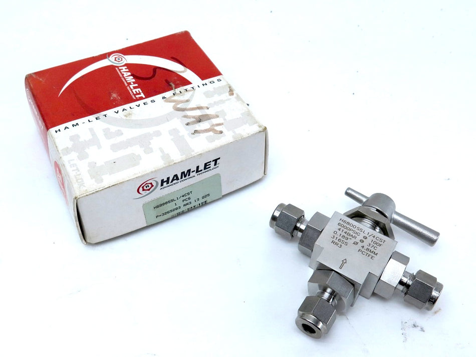 Ham-Let H6800SSL1/4CST Stainless Steel Ball Valve 3-Way 1/4"