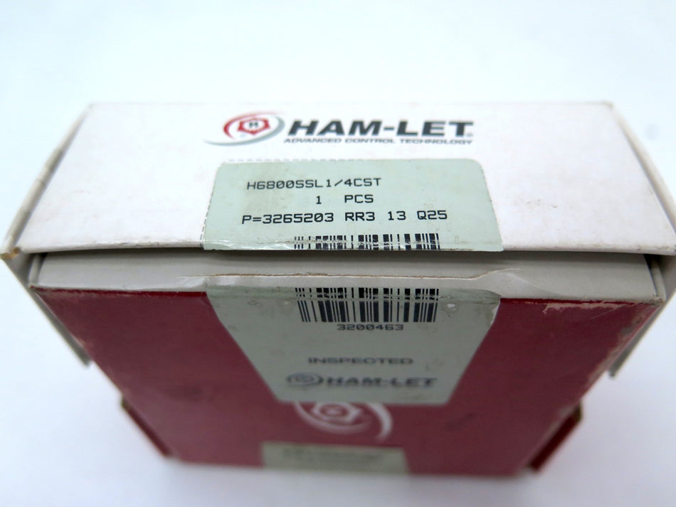 Ham-Let H6800SSL1/4CST Stainless Steel Ball Valve 3-Way 1/4"
