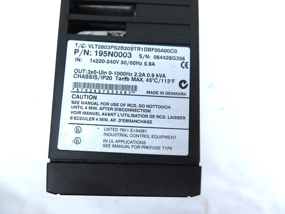 Danfoss 195N0003 Frequency Converter 220-240Vac 5.9A Input