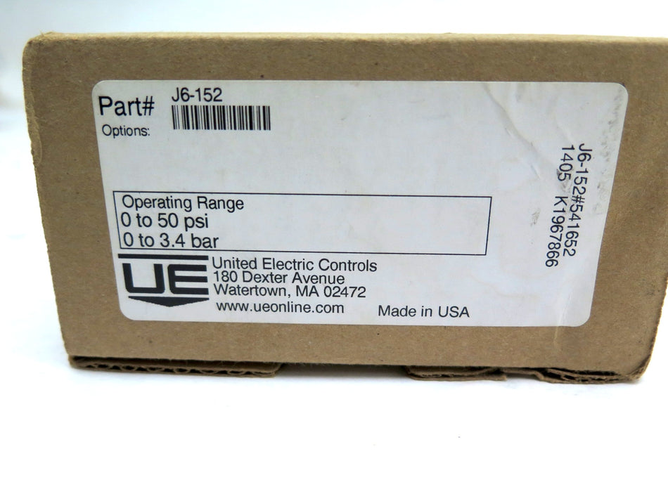 United Electric Controls J6-152 Pressure Switch 0-50PSI