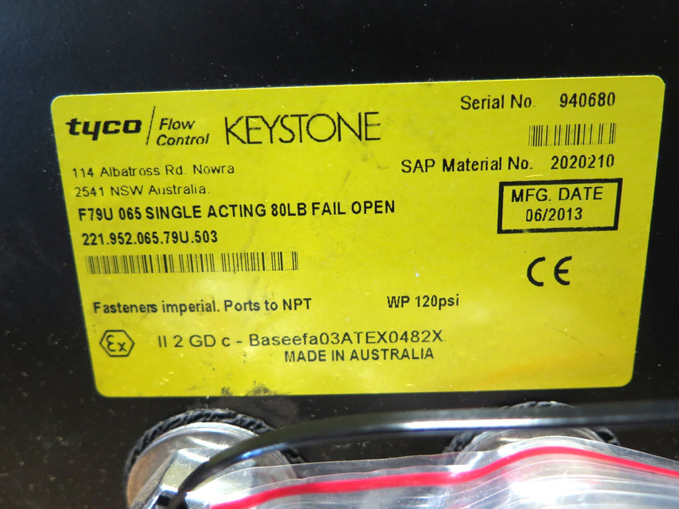 Keystone F79U-065 Single Acting 80 lb Fail Open Actuator