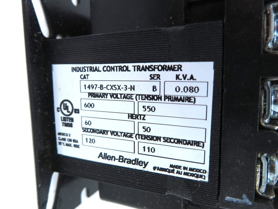 ALLEN BRADLEY 1497-B-CXSX-3-N Control Circuit Transformer 600V