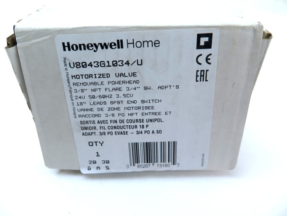 Honeywell V8043G1034/U Zone Valve 24V 3/8" NPT Flare 3/4"