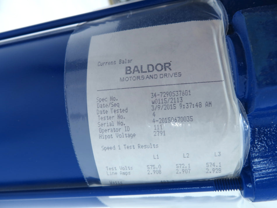 Baldor Reliance 34-7290S376G1 Servo Motor 2HP 3400Rpm 575V