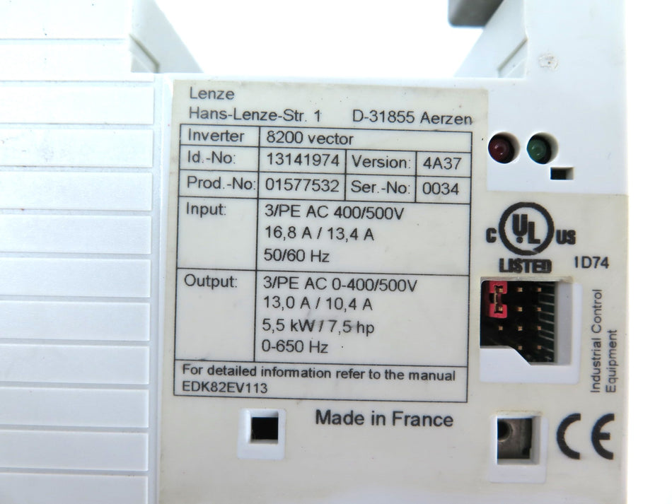 Lenze E82EV552 4C200 AC Drive 7.5 HP / 5.5 kW 400/500V Inverter