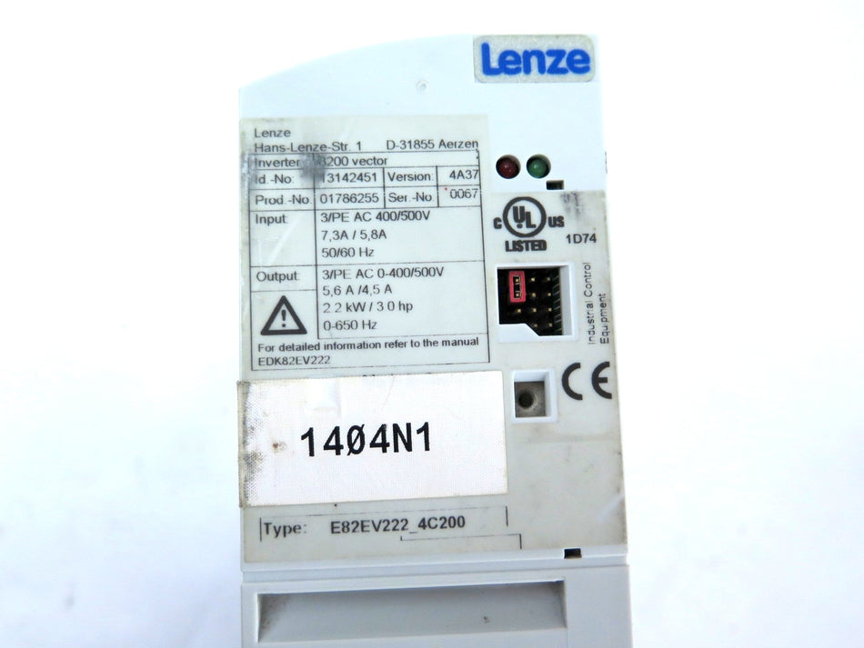 Lenze E82EV222 4C200 AC Drive 3HP / 2.2kW