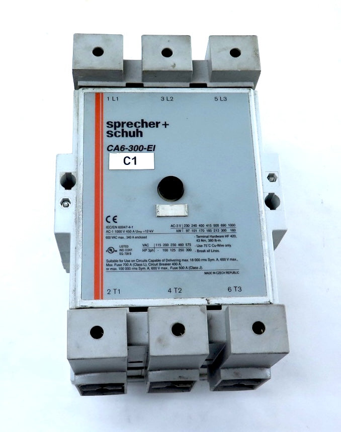 Sprecher + Schuh CA6-300-EI Contactor 300HP 120Vac Coil