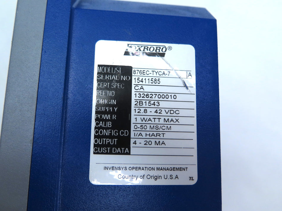 Foxboro 876EC-TYCA-7 Transmitter 876EC Calib : 0-50MS/CM