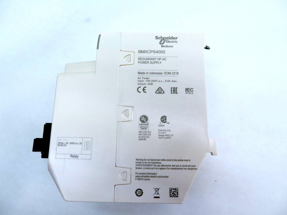Schneider BMXCPS4002 PLC Redundant HP AC Power Supply Module