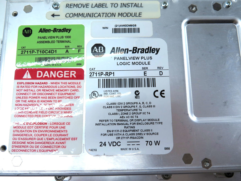 Allen-Bradley 2711P-T10C4D1 HMI PanelView Plus 1000