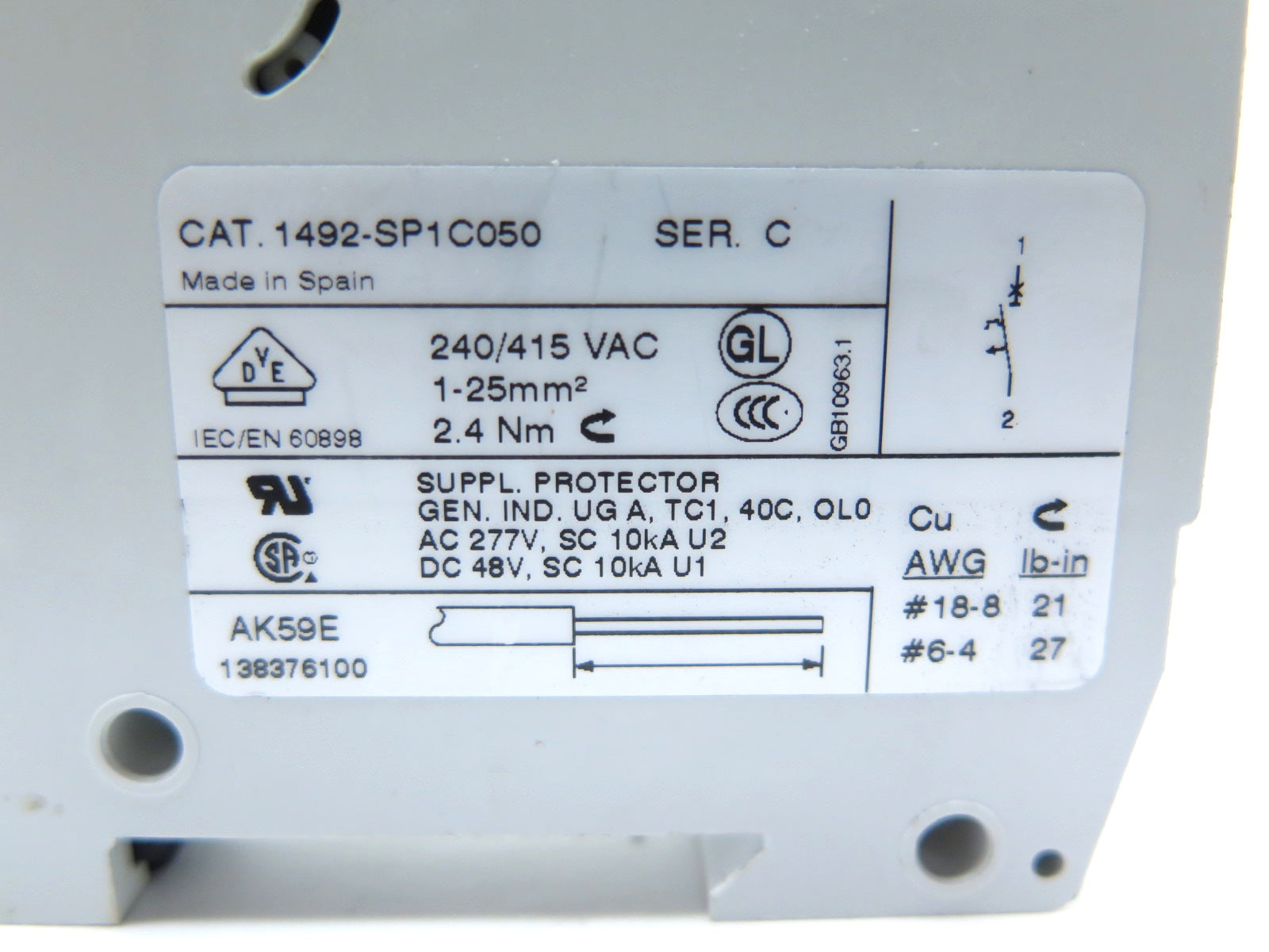 Allen-Bradley 1492-SP1C050 C Circuit Breaker - Advance Operations