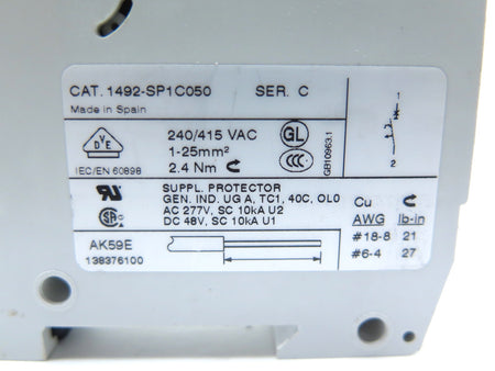 Allen-Bradley 1492-SP1C050 C Circuit Breaker - Advance Operations