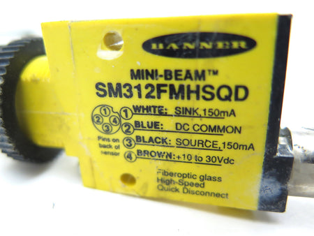 Banner SM312FMHSQD Mini-Beam Photoelectric Sensor - Advance Operations