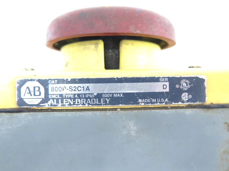 Alley-Bradley 800P-S2C1A Palm Operated Push Button - Advance Operations