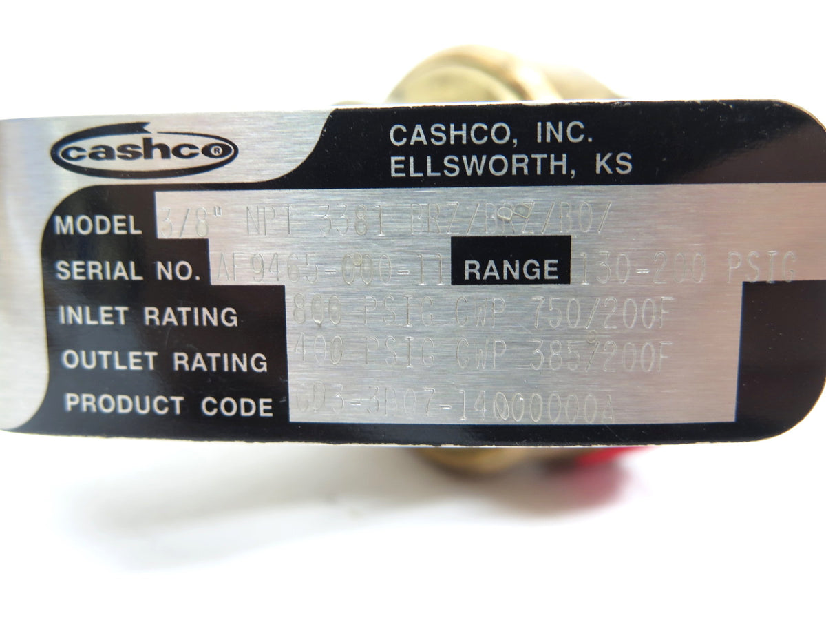 Cashco NPT 3381 BRZ/BRZ/BO/ Pressure Reducing Regulator 3/8" New - Advance Operations
