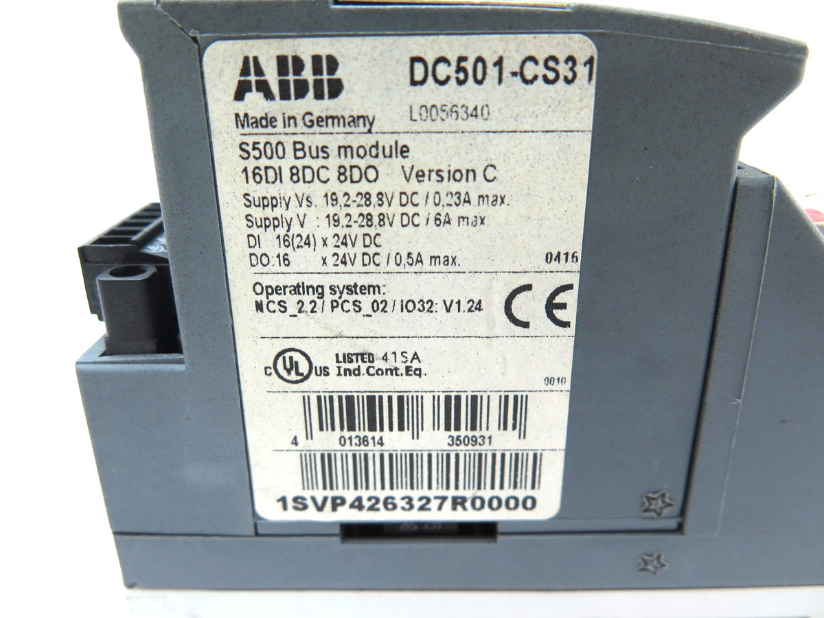 ABB DC501-CS31 KBA L0056340 S500 Bus Module 16DI 8DC Version C & Base TU504 - Advance Operations