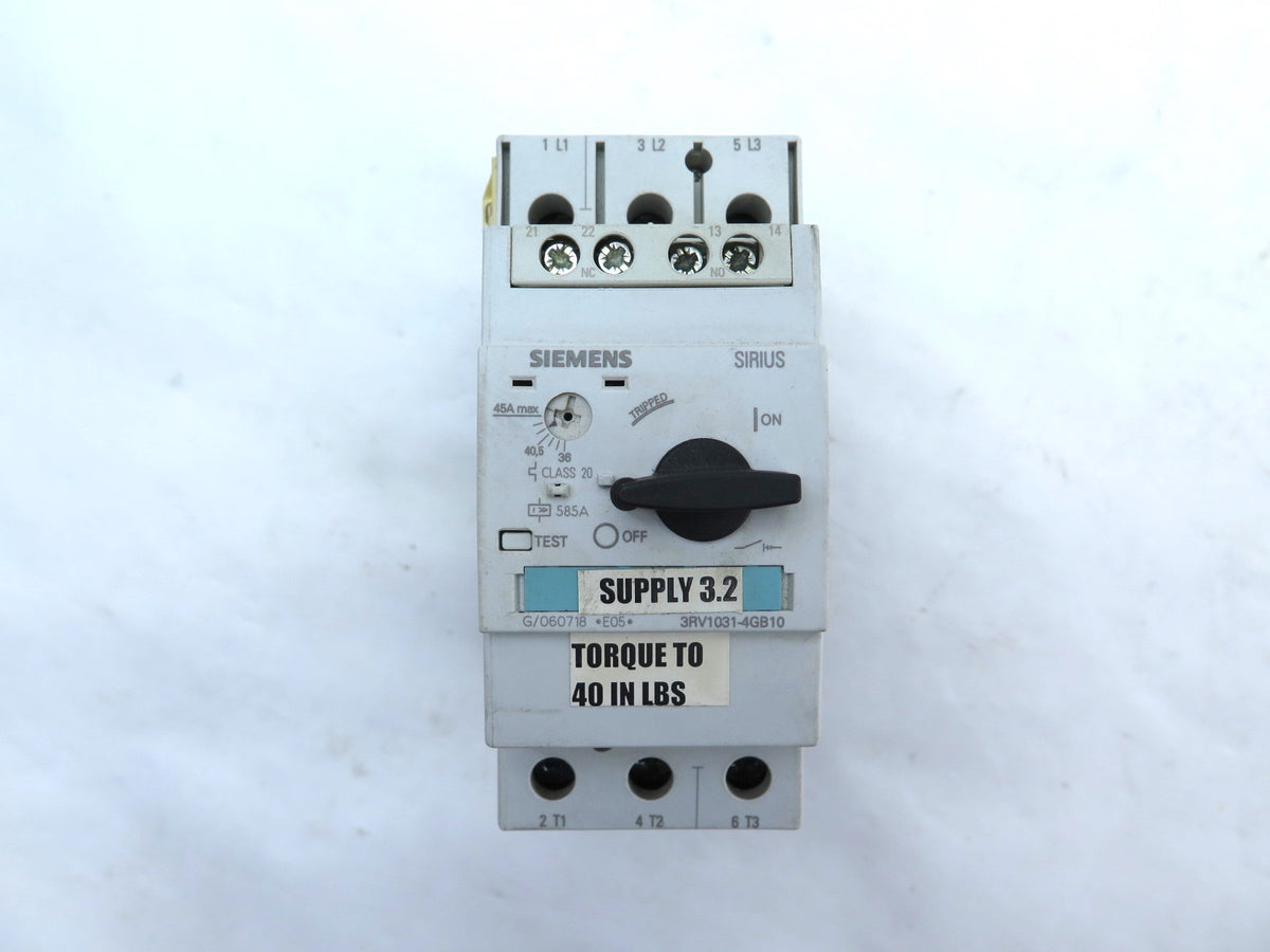 Siemens 3RV1031-4GB10 Molded Case Circuit Breaker - Advance Operations