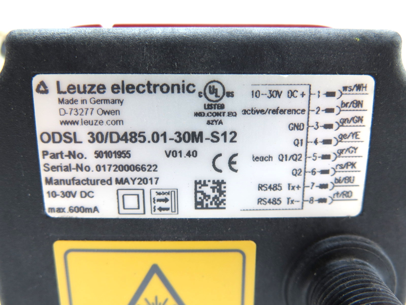 Leuze 50101955 0DSL 30/D485.01-30M-S12 Electronic Sensor - Advance Operations