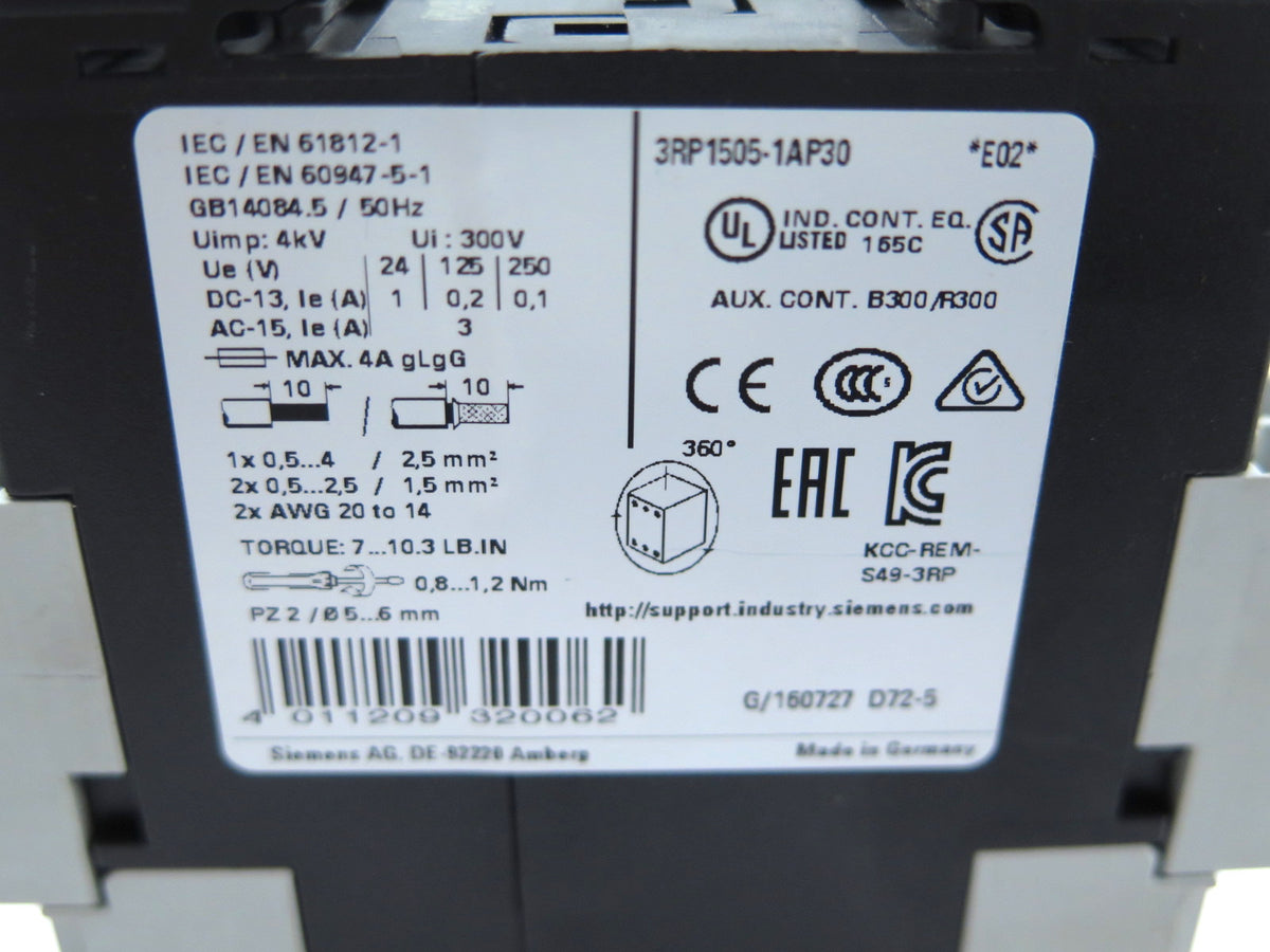 Siemens 3RP1505-1AP30 Time Relay - Advance Operations