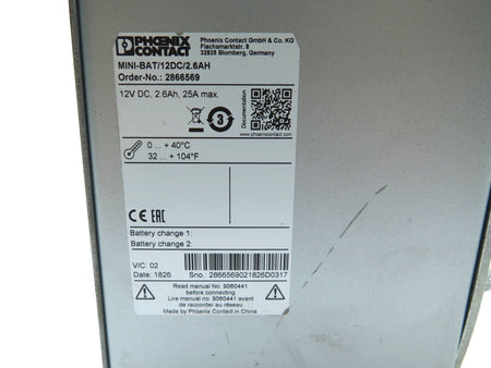 Phoenix Contact MINI-BAT/12DC/2.6AH Mini Battery - Advance Operations