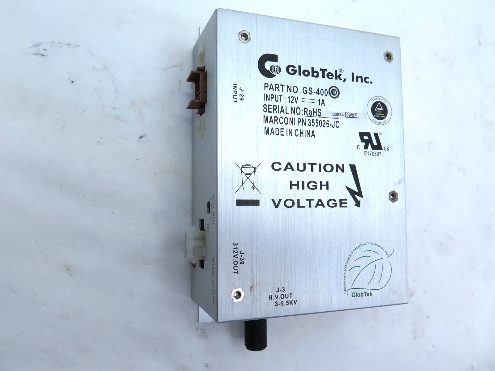 GlobTek GS-400 Marconi PN 355026-JC Power Supply 12 V - Advance Operations