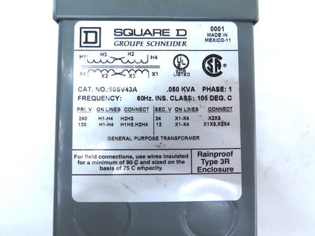 Schneider Square D 50SV43A Buck Boost Transformer - Advance Operations