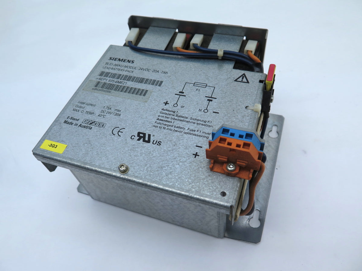 Siemens BLEI-AKKU-MODUL 24VDC 20A 6EP1 935-6ME21 Lead Battery Pack - Advance Operations